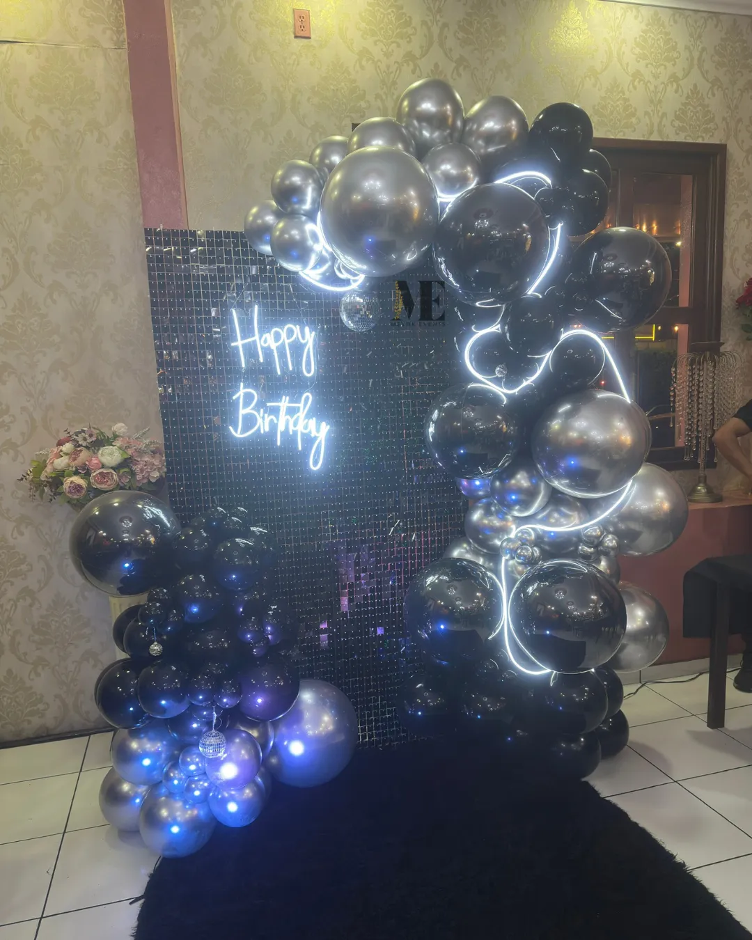 Decoración temática disco para cumpleaños
